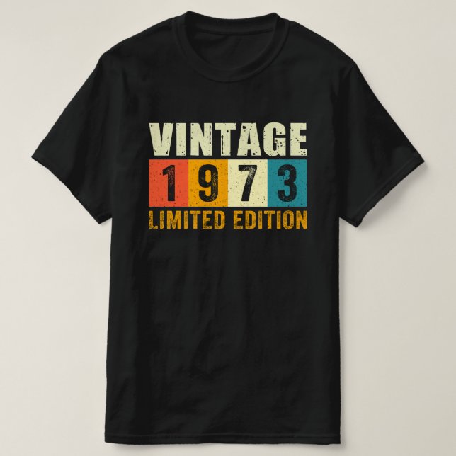 Camiseta Vintage 1973 Aniversário - Presente de Bloco Retro (Frente do Design)