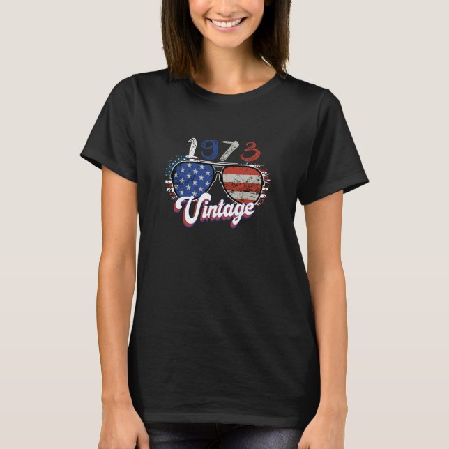 Camiseta Vintage 1973 Sunglass USA Flag (Frente)