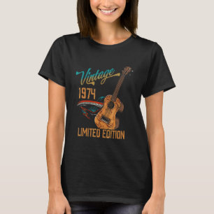 Camiseta Vintage 1974 Aniversário Guitarra 48º Aniversário