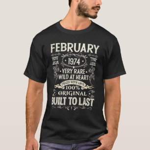 Camiseta Vintage 1974 Anos Fevereiro 1974 48º Aniversário