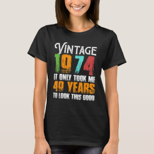 Camiseta Vintage 1974 Ideia De Aniversário De 49 Anos Para 