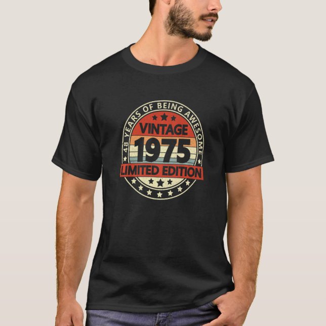 Camiseta Vintage 1975, 48 Anos (Frente)