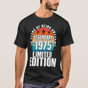 Camiseta Vintage 1975 Legendary Limited Edition, 48 anos