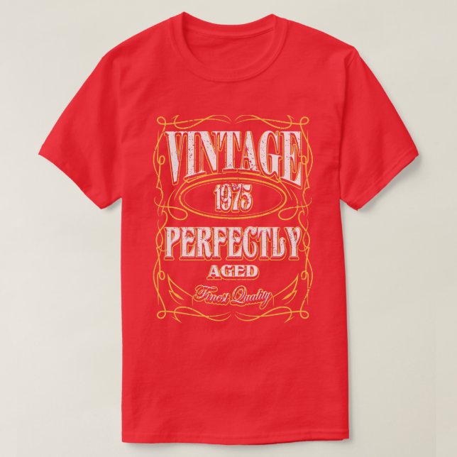 Camiseta Vintage 1975 Rótulo do Frasco de Aniversário (Frente do Design)