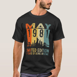 Camiseta Vintage 1981, 41 Anos, Feita Em Maio De 1981, 41Ru