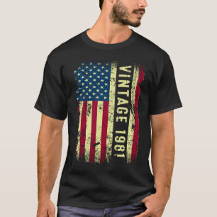Camiseta Vintage 1981 American Flag 42 Year Old 42nd Birth