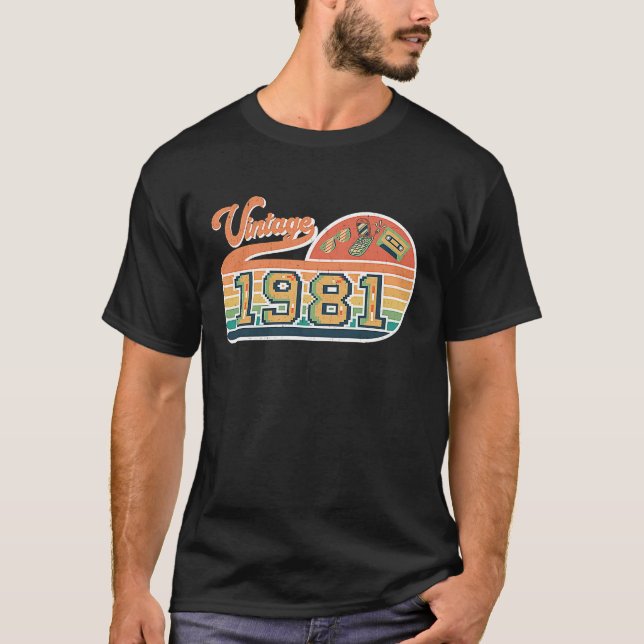 Camiseta Vintage 1981 Aniversário para Homens Mulheres Retr (Frente)