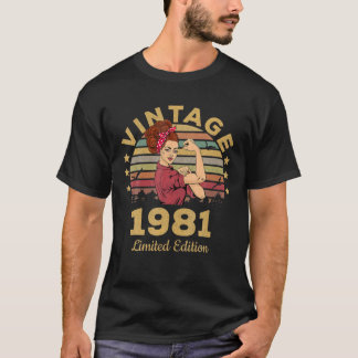 Camiseta Vintage 1981 Feita Em 1981 Mulheres aniversário de