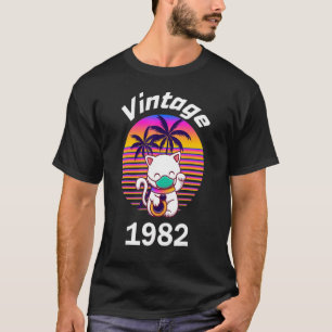 Camiseta Vintage 1982 aniversário de 40 anos 40 Anos Gato A