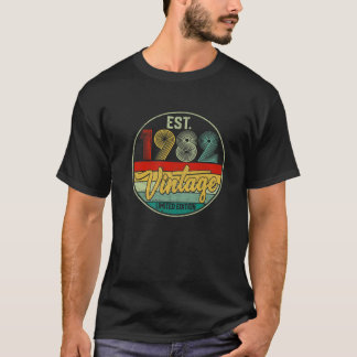 Camiseta Vintage 1982 aniversário de 40 anos Homens Mulhere