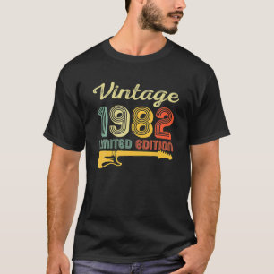 Camiseta Vintage 1982 Birthday Guitar aniversário de 40 ano
