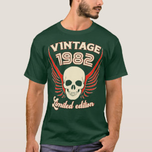 Camiseta Vintage, 1982, Edição Limitada, Caveira E Asas