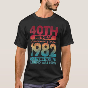 Camiseta Vintage 1982 Limited Edition 1982 40 Anos De Idade