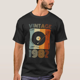Camiseta Vintage 1982 Retro Record Player Birthday Vinyl DJ