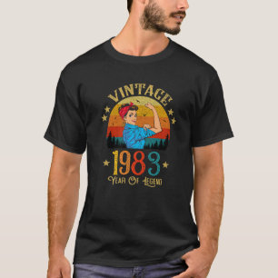 Camiseta Vintage 1983 Aniversário Presente Para Mulheres E