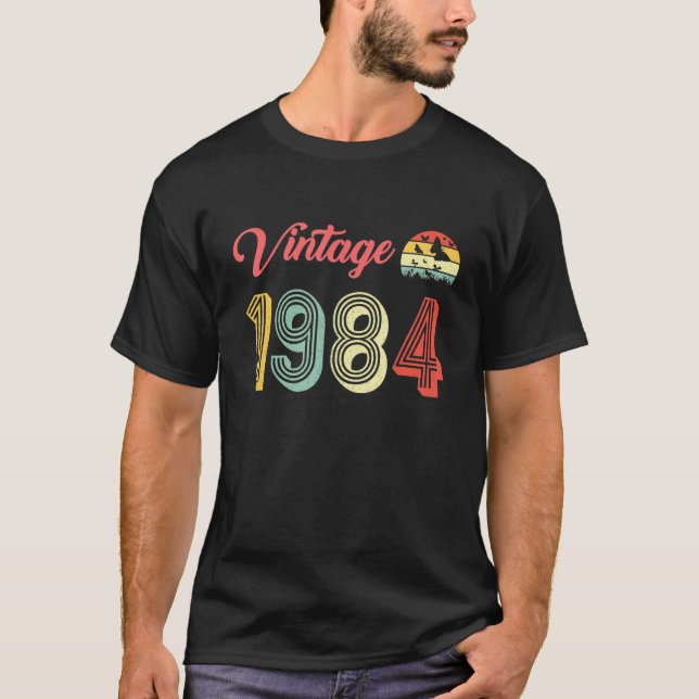 Camiseta Vintage 1984 Aniversário - Mulheres De 37 Anos (Frente)