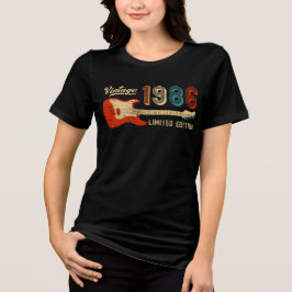 Camiseta Vintage 1986 40th Birthday Electric Guitar Bassist
