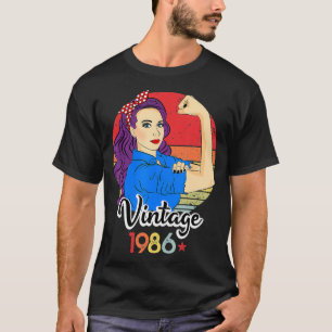 Camiseta Vintage 1986 Fortes Mulheres 35º Bday Aniversário
