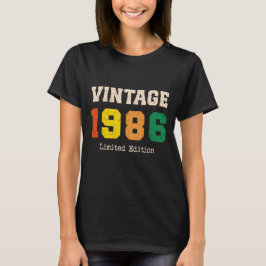 Camiseta Vintage 1986 Limited Edition Retro Birthday Design