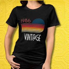 Camiseta Vintage 1986 Retro Stripe Sun 40th Birthday