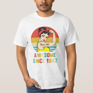 Camiseta Vintage 1987 Aniversário Presente Para Mulheres 37