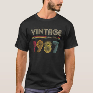 Camiseta Vintage 1987 Limited Edition, 35 anos, presente 35
