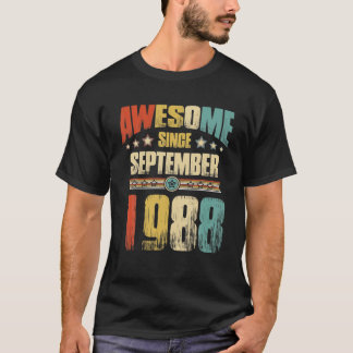 Camiseta Vintage 1988 33Rd Aweso De Aniversário Desde Setem