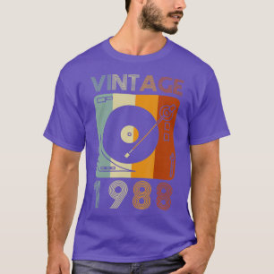 Camiseta Vintage 1988 Retro Record Player Birthday Vinyl