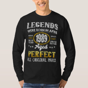 Camiseta Vintage 1989 Abril 33 Anos Homens E Mulheres 33t