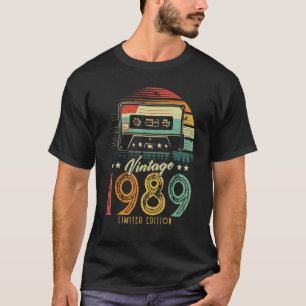 Camiseta Vintage 1989 Retro Cassette 1989 33º aniversário 3