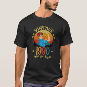 Camiseta Vintage 1990 Aniversário Presente Para Mulheres En