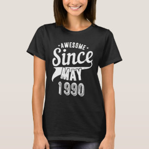 Camiseta Vintage 1990 Incrível Desde maio Feliz Meu 32º Nas
