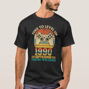 Camiseta Vintage 1990 setembro 32 anos Video Gamer 32th B