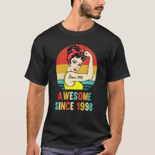 Camiseta Vintage 1998 Aniversário Para Mulheres 24 Anos 24