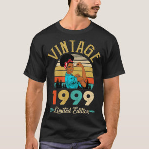 Camiseta Vintage 1999 23º Aniversário Mulher Negra Afro 23 