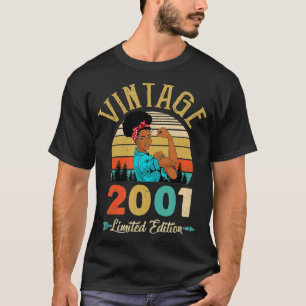 Camiseta Vintage 2001 21º Aniversário Mulher Negra Afro 21