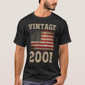 Camiseta Vintage 2001 American Flag Birthday Squad For Usa