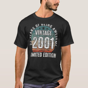 Camiseta Vintage 2001 Legendary Limited Edition, 22 anos de