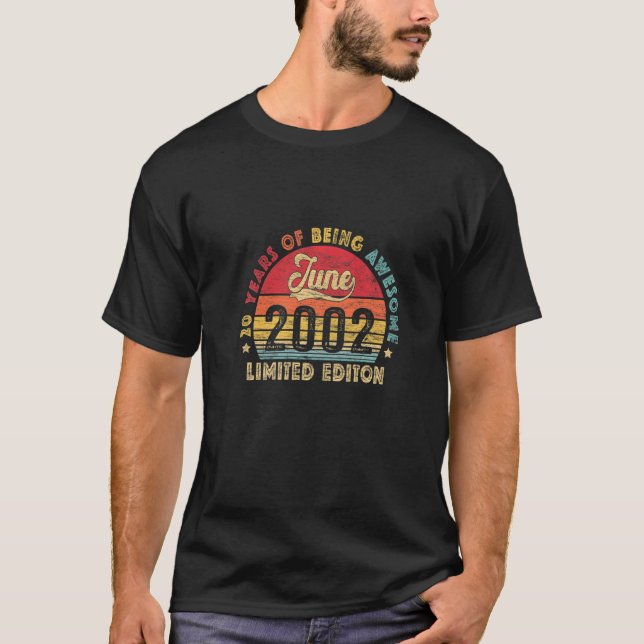 Camiseta Vintage 2002 - Aniversário do 20 desde junho (Frente)
