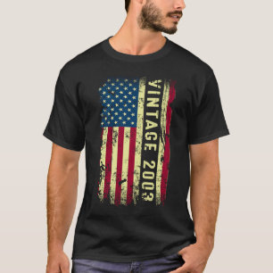 Camiseta Vintage 2003 American Flag 20 Year Old 20 Birth