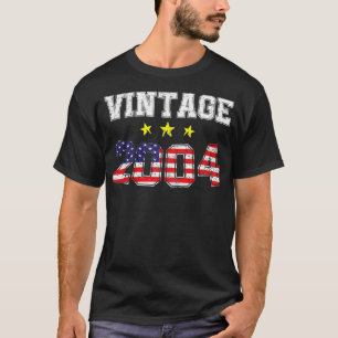 Camiseta Vintage 2004 20 Anos Antiga Bandeira Americana Ani