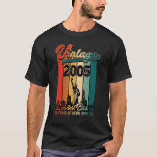 Camiseta Vintage 2005 17º Aniversário 17 Ano De Awesom