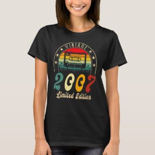 Camiseta Vintage 2007 Retro Cassete 2007 15 Aniversário 15