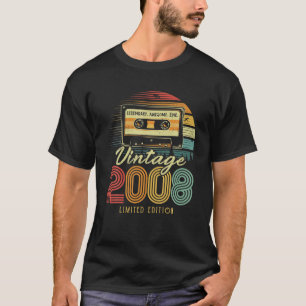 Camiseta Vintage 2008 Retro Cassete 2008 14 Aniversário 14