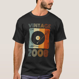 Camiseta Vintage 2008 Retro Record Player Birthday Vinyl DJ