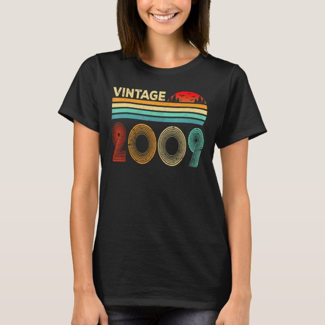 Camiseta Vintage 2009, 14 anos, 14, Aniversário (Frente)
