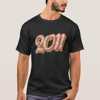 Camiseta Vintage 2011 Texto 10 Aniversário Retro 10 Anos