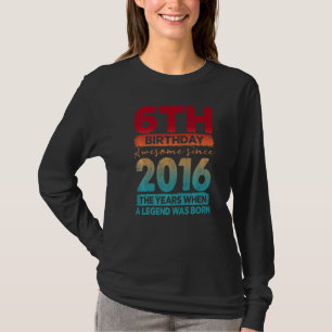 Camiseta Vintage 2016 2016 Aniversário de 6 de 6 Anos