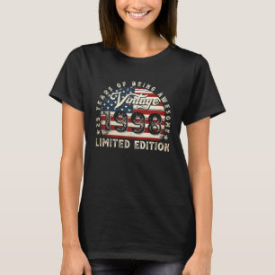Camiseta Vintage, 25 anos, 1998, 25 de Bandeira Americana