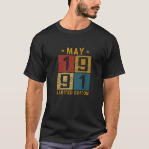 Camiseta Vintage 31º Aniversário Nascer De Maio De 1991 Em